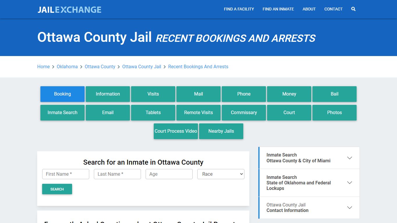 Ottawa County Jail OK Recent Arrests and Bookings - Jail Exchange