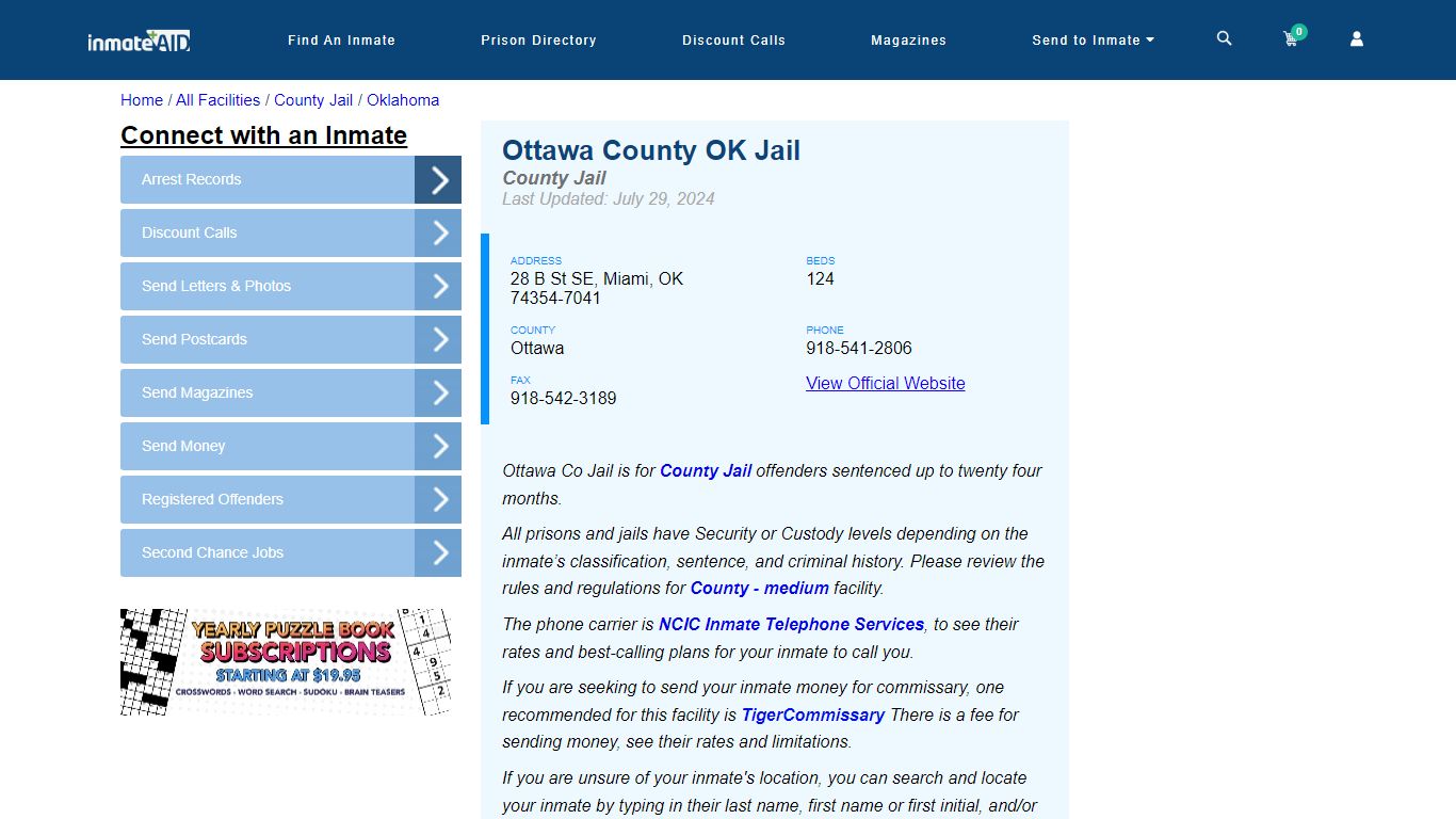 Ottawa County OK Jail - Inmate Locator